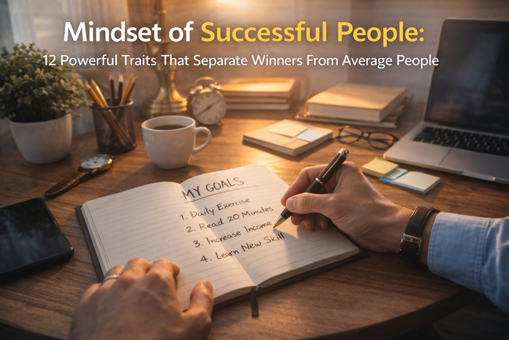 Person writing goals to build the mindset of successful people